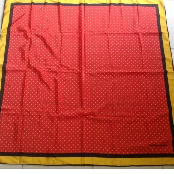 Women's Carolina Herrera scarf, polka dots, 35.75Lx 35.5H, 100% polyester, EUC - Picture 3 of 5
